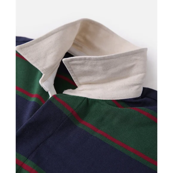 Bronson Long Sleeve Polo Jersey Rugby Shirt, XL Vtg Style Green Navy Red - Picture 7 of 9